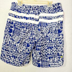 Tommy Bahama Men's Blue Hawaiian Print Relaxed Swim Trunks Size L